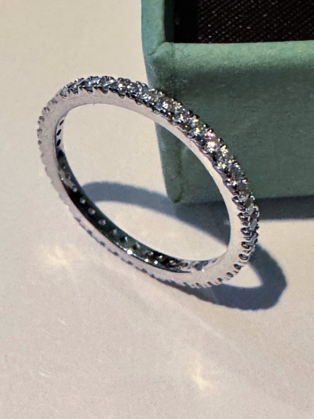 Moissanite Eternity Ring Band Sterling Silver 925 size 5 3/4 - Picture 2 of 3